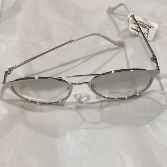 Jessica Simpson j5564 white silver wire frame brow bar smoke lens sunglasses new main image 9